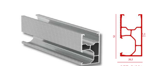 PROFIL ALUMINIU FOTOVOLTAICE SERIA C 26X52MM, FIX. LATERALA N8C, LUNGIME 2.4 m